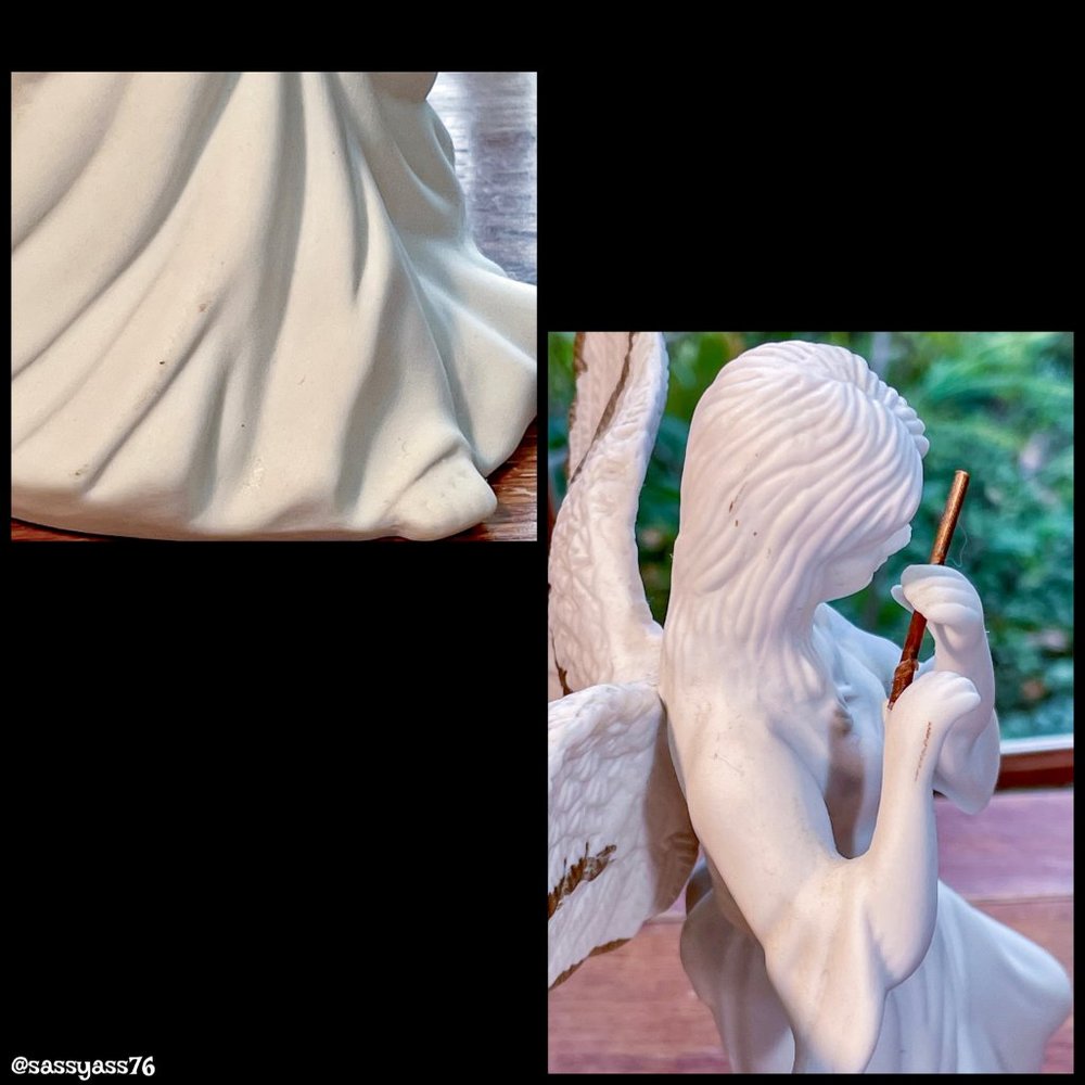 ▪️VTG▪️Mid-Century Hand-Painted Porcelain Fluted Playing ANGEL Figure - Picture 9 of 9